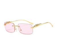 Generisch Rimless Rettangle Sunglasses Women Retro Cheetah Decoration Clear Ocean Lens Eyewear Men Sun Glasses Shades UV400