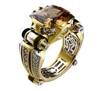 Generisch Ringe Aus Holz Schmuck Mens Ring Vintage Jewelry Copper Inlaid Carved Finger Ring For Daily Life Stanzer Ringe (Gold, 6)