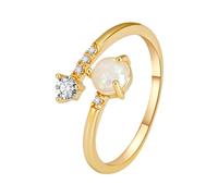 Generisch Ringe Leuchtend Diamantbesetzter zarter Temperament-Opalring für Damen mit kaltem Wind, schlichte Persönlichkeit, Zeigefingerring Fitness Ringe Mit Kugeln (Gold, One Size)