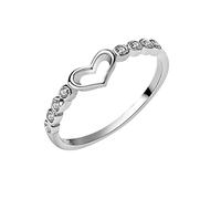 Generisch Ringelblumen - Shampoo Silber Liebesring Schmuck Weiblicher Ring Hohl Set Kristall Herzförmige Modeschmuck Silber Ringe Schmuck Frauen Piercing Ringe, 11, Metallo, Nessuna pietra preziosa