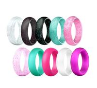 Generisch Ringen Kleidung Silikon-Ehering für Frauen, dünn und stapelbar, Gummiband für Liebespaare, Souvenirs und aktive Übungen im Freien, 10 Ringe pro Packung Ringe Basteln Schmuck (Mint Green, 6)
