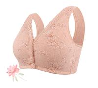 Generisch Rivastyle, reggiseno avvolgente con chiusura frontale, comodo e pratico, per anziani, scollo a V, pizzo, senza ferretto, Colore: rosa., 48