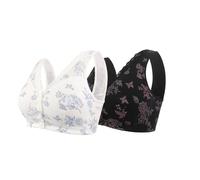 Generisch Rivastyle Reggiseno con chiusura frontale senza ferretto, comodo e pratico reggiseno avvolgente per donne anziane, 2 pezzi-A, 58