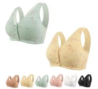 Generisch Rivastyle reggiseno con chiusura frontale senza ferretto, comodo e pratico reggiseno avvolgente per anziani, scollo a V, pizzo di cotone, 2pcs-d, 44