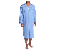 Generisch Robe - Camicia da notte musulmana da uomo, a maniche corte, tinta unita, per la casa, in cotone, per il sonno, in stile Saudita, caftano, Dubai Thobe con tasche Henley, Azzurro, M