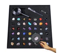 Generisch Rock & Mineral Collection - Kit Natural Edeles & Crystals Set di geologia educativa | STEM Science Gift per bambini e ragazze, include veri fossili, pietre lucidate, guida all'apprendimento