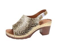 Generisch RöMer, sandali da donna estivi, leggeri, ariosi, con zeppa, scarpe romane, spalline sottili, traspiranti, sandali da donna eleganti blu per feste e sera, gold, 36 EU