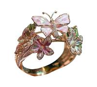 Generisch Roose Anello a farfalla dorato da donna, anello a farfalla, , fede nuziale con perla lucida e resina epossidica, anelli regolabili, design a farfalla, Siehe Beschreibung, resina e