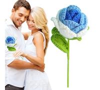 Generisch Rosa all'uncinetto, fiori all'uncinetto, rosa all'uncinetto, per San, decorazione fai da te, all'uncinetto, a maglia, rosa per matrimoni, anniversari, San, festa della