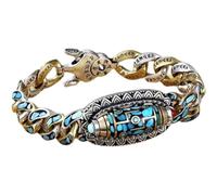 Generisch Rosa Bracciale Regalo Acciaio Gioielli di perle celeste Trasferimento tibetano Rotante nove occhi Braccialetto di perle celesti Bracciale fortuna Bracciale Mm Bracciale Rosa 8 Anelli (B, B)