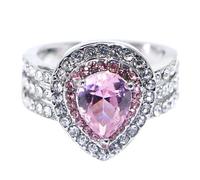 Generisch Rose Quartz Pear Shaped Drop Ring: The Dazzling Inlay Design Is The For Your Loved One! Anelli compatibili con il set di gel (rosa, A)