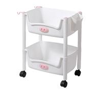 Generisch Rotella di cartone multiuso arrotolabile - Carrello portaoggetti a 2 livelli | Carrello multifunzione | Scaffalature durevoli | Carrello multiuso per stoccaggio a più piani