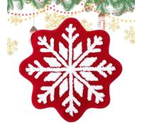 Generisch Round Christmas Rug - Red Snowflake Bathroom Carpet, Festive Holiday Floor Mat, Soft Decorative Throw Rug, Seasonal Carpet Accent | Non-Slip Machine Washable Mat with Plush Comfort for wi