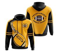 Generisch Rugby - Felpa con cappuccio da calcio, per uomo e donna, per tifosi, felpe, colletto casual, coulisse, a maniche lunghe, in pile, giallo., 5XL