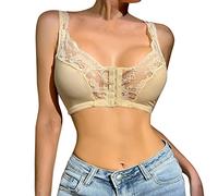 Generisch S 6XL Plus Size Reggiseno con Chiusura Frontale per Donna Lingerie Wireless Donna Reggiseno Piccolo Bustino, beige., 5XL