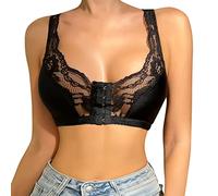Generisch S 6XL Plus Size Reggiseno con Chiusura Frontale per Donna Lingerie Wireless Donna Reggiseno Piccolo Bustino, Nero , 5XL