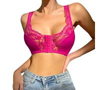 Generisch S 6XL Plus Size Reggiseno con Chiusura Frontale per Donna Lingerie Wireless Donna Reggiseno Piccolo Bustino, Lilla, 5XL