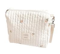 Generisch Sacchetti per pannolini per bambini, in cotone dolce e organizer | Borsa per la mamma con gancio per passeggino e decorazione da ricamo, per viaggi, shopping e visite al , 26 x