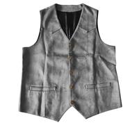 Generisch Sakko Gentlemen Plays - Gilet in pelle con scollo a V, grigio., M