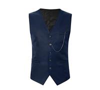 Generisch Sakko Mens Business Formale Casual Wedding Banchetto Gilet Scollo a V Senza Maniche Sottile Giacca Gilet, Blu marino, L