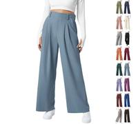Generisch Salicharm Pants - Pantaloni da donna in seta e morbidi, drappeggiati, SoraEase, dritti, larghi per donne anziane oltre i 50 anni, azzurro, L