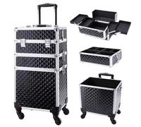Generisch Salon Makeup Trolley 3 in 1 - Removable Large Capacity Lockable Cosmetic Case on Wheels, nero classico, taglia unica
