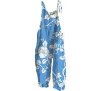 Generisch Salopette da donna, pantaloni estivi leggeri, in lino, con stampa floreale, per il tempo libero, pantaloni boho, pantaloni rilassanti, pantaloni da spiaggia, pantaloni plissettati, pantaloni