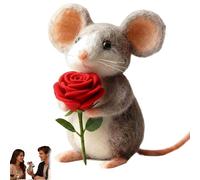 Generisch San Valentino Day Felt Mouse Ornaments, Needle Felted Mouse Couple Decor, Handmade Wool Felt Mouse Ornament, Cute Needle Mouse Doll for Tabletop Decor, Valentine's (Style C)