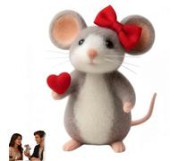 Generisch San Valentino Day Felt Mouse Ornaments, Needle Felted Mouse Couple Decor, Handmade Wool Felt Mouse Ornament, Cute Needle Mouse Doll for Tabletop Decor, Valentine's (Style B)