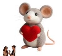 Generisch San Valentino Day Felt Mouse Ornaments, Needle Felted Mouse Couple Decor, Handmade Wool Felt Mouse Ornament, Cute Needle Mouse Doll for Tabletop Decor, Valentine's (Style E)