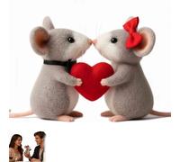 Generisch San Valentino Day Felt Mouse Ornaments, Needle Felted Mouse Couple Decor, Handmade Wool Felt Mouse Ornament, Cute Needle Mouse Doll for Tabletop Decor, Valentine's (Style F)