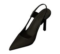 Generisch Sandali Con Alta Sezione 2023 Primavera Seta Pizzo Scarpe Singole Tacco Sottile Sandali, Nero , 38 EU