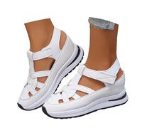 Generisch Sandali con plateau con cinturino regolabile, comodi slip per il tallone per eventi all'aperto, vita quotidiana, vacanze, ideali per la primavera, comfort leggero, bianco, 41 EU