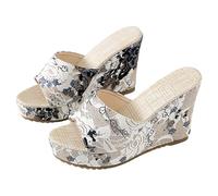 Generisch Sandali con plateau da donna con tacco alto, con fiocco, con fibbia, con tacco a spillo, eleganti scarpe da sera, Clear8, 40 EU