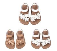 Generisch Sandali da bambina con decorazione floreale e perle, chiusura in , sandali estivi per il tempo libero, in materiale morbido, per bambini nella vita quotidiana e in vacanza, bianco, 22 EU