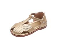 Generisch Sandali da bambina con Zero Drop, comodi sandali chiusi per l'estate, antiscivolo, da spiaggia, minimalista, piatti, per tutti i giorni, all'aperto, viaggi, gold, 25 EU