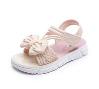 Generisch Sandali da bambina decorati con grande fiocco decorativo, scarpe estive con pratica chiusura adesiva, comodi sandali per tutti i giorni e parco giochi, Stile_a01 rosa, 27
