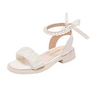Generisch Sandali da bambina per bambini, con punta aperta, comodi, leggeri, traspiranti, per i più piccoli, principessa, spiaggia, feste, matrimoni, beige., 35.5 EU
