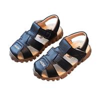 Generisch Sandali da bambina per bambini e bambine, comodi, per il tempo libero, per feste, morbidi, traspiranti, per tutti i giorni, per bambini di età compresa tra 1 e 6 anni, Nero , 30 EU