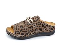 Generisch Sandali da donna alla moda estivi, eleganti pantofole con tacco obliquo, suola robusta, accenti metallici in stile romano, design a maulting, scarpe da spiaggia alla moda, marrone, 42 EU