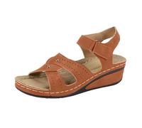 Generisch Sandali da donna alla moda per l'estate casual Design a punta aperta con zeppa perfettamente abbinabili al denim. Scarpe eleganti per il comfort quotidiano., marrone, 41 EU