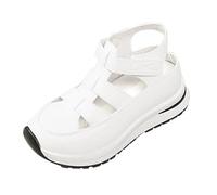 Generisch Sandali da donna chiusi davanti - scarpe ortopediche da donna estive cave, leggere, traspiranti, estive, con plateau, bianco, 38 EU
