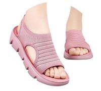 Generisch Sandali da donna comodi e traspiranti in maglia con zeppa plateau per camminare e per il tempo libero, Rosa chiaro., 38 EU