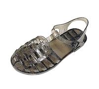 Generisch Sandali da donna con cristalli chiusi, tinta unita, antiscivolo, da spiaggia, trasparenti, eleganti, per il tempo libero, comodi, piatti, per la spiaggia e la piscina, Bk2., 37 EU