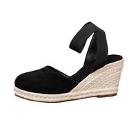 Generisch Sandali da donna con cuciture decorative, tacco a blocco per eleganti scarpe per tutti i giorni, punta aperta, ampia, compagno ideale per il tempo libero, le vacanze e la spiaggia, Nero , 37