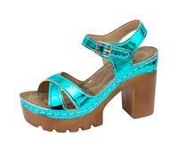 Generisch Sandali da donna con design a bocca di pesce, tacco ingombrante. Scopri le nostre scarpe estive da donna: sandali lucidi con design a bocca di pesce e dettagli cavi: il compagno perfetto per