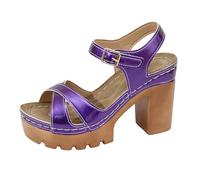 Generisch Sandali da donna con design a bocca di pesce, tacco ingombrante. Scopri le nostre scarpe estive da donna: sandali lucidi con design a bocca di pesce e dettagli cavi: il compagno perfetto per