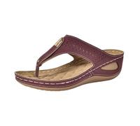Generisch Sandali da donna con plateau, con zeppa, con suola spessa, comodi Sliders Boho da trekking, Arch Support Slides, Colore: rosso, 42 EU