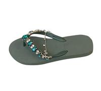 Generisch Sandali da donna con plateau per spiaggia, tempo libero, scarpe estive ariose per ragazze e adolescenti, comode pantofole dal design casual, verde, 40 EU