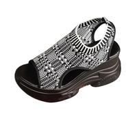 Generisch Sandali da donna con suola spessa, in rete traspirante, design a bocca di pesce, tacco obliquo, per lo sport, il tempo libero, scarpe estive e ariose, grigio., 36 EU